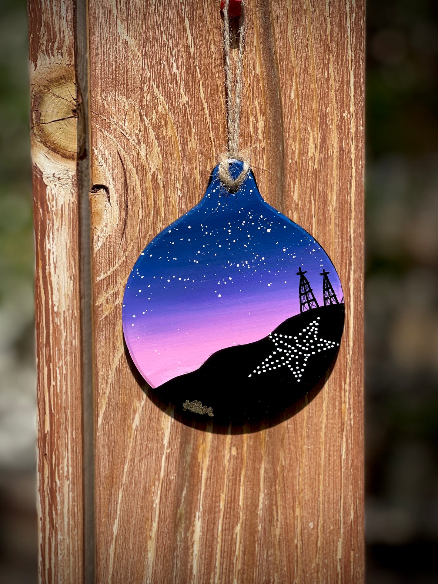 Pink Sunset Round Ceramic Ornament