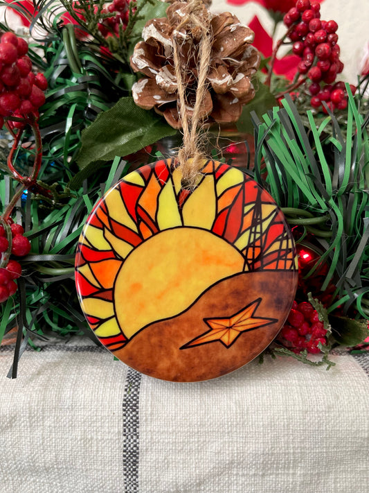 “Sunflare” Porcelain Double Sided Ornament