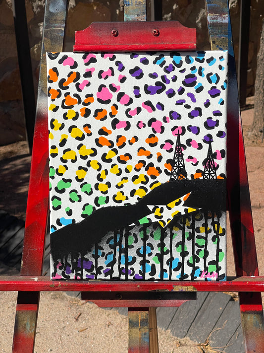 Lisa Frank Mixed Media Painting