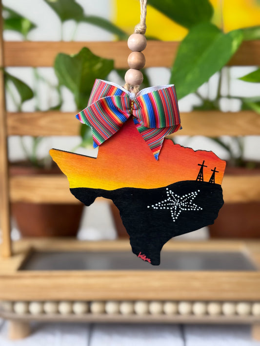Orange Sunset Car Ornament