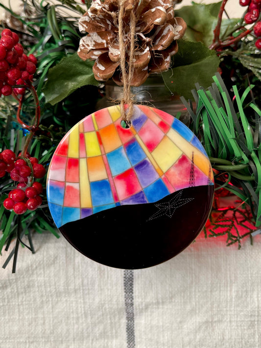 “Cathedral Glass” Porcelain Double Sided Ornament