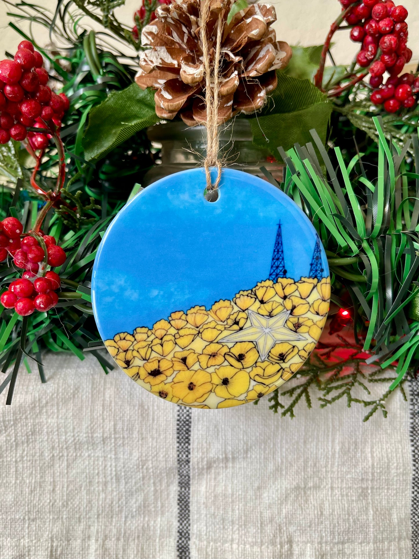 “Poppies” Porcelain Double Sided Ornament