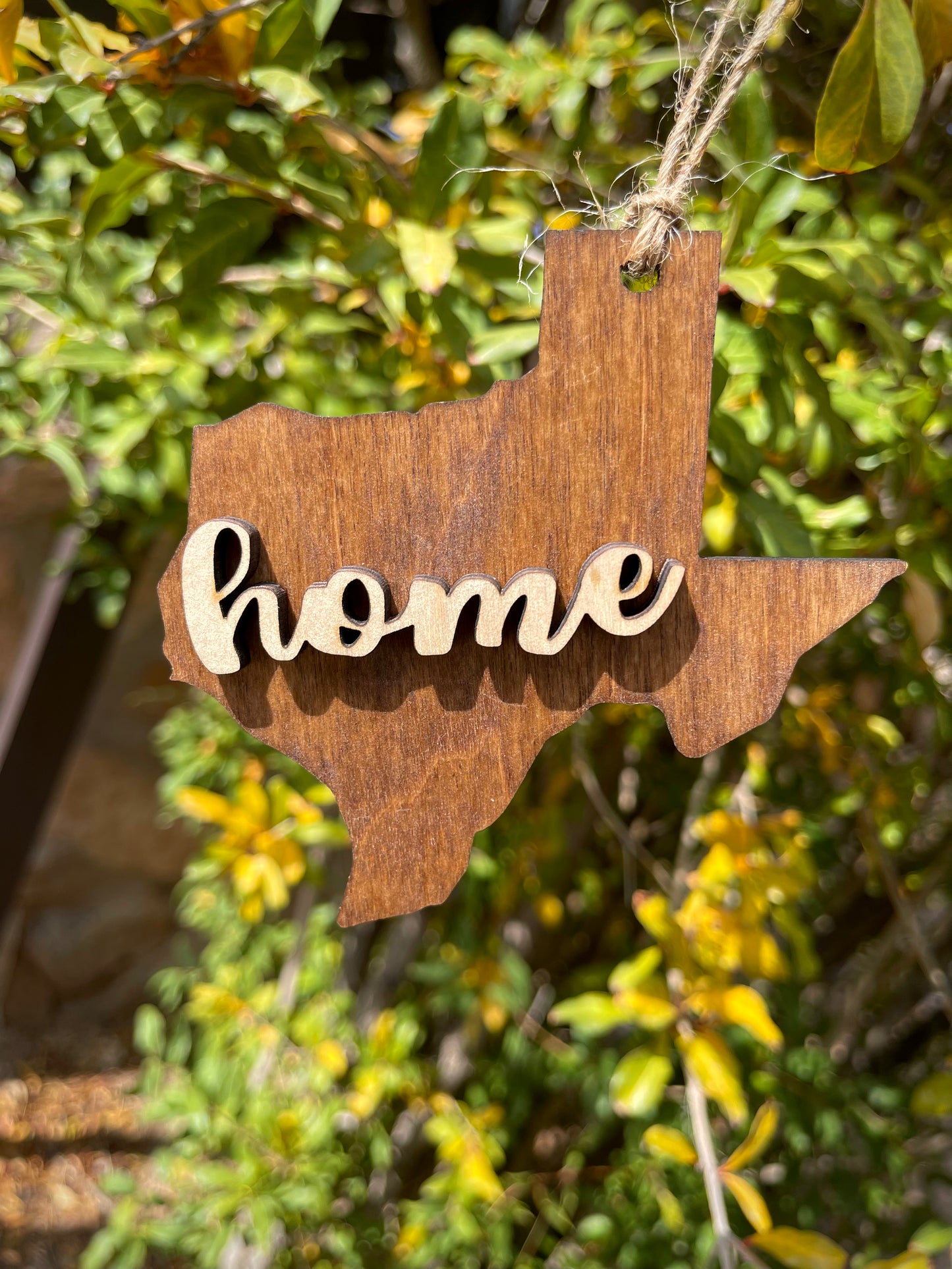 Blue Texas Shaped Wood Ornament
