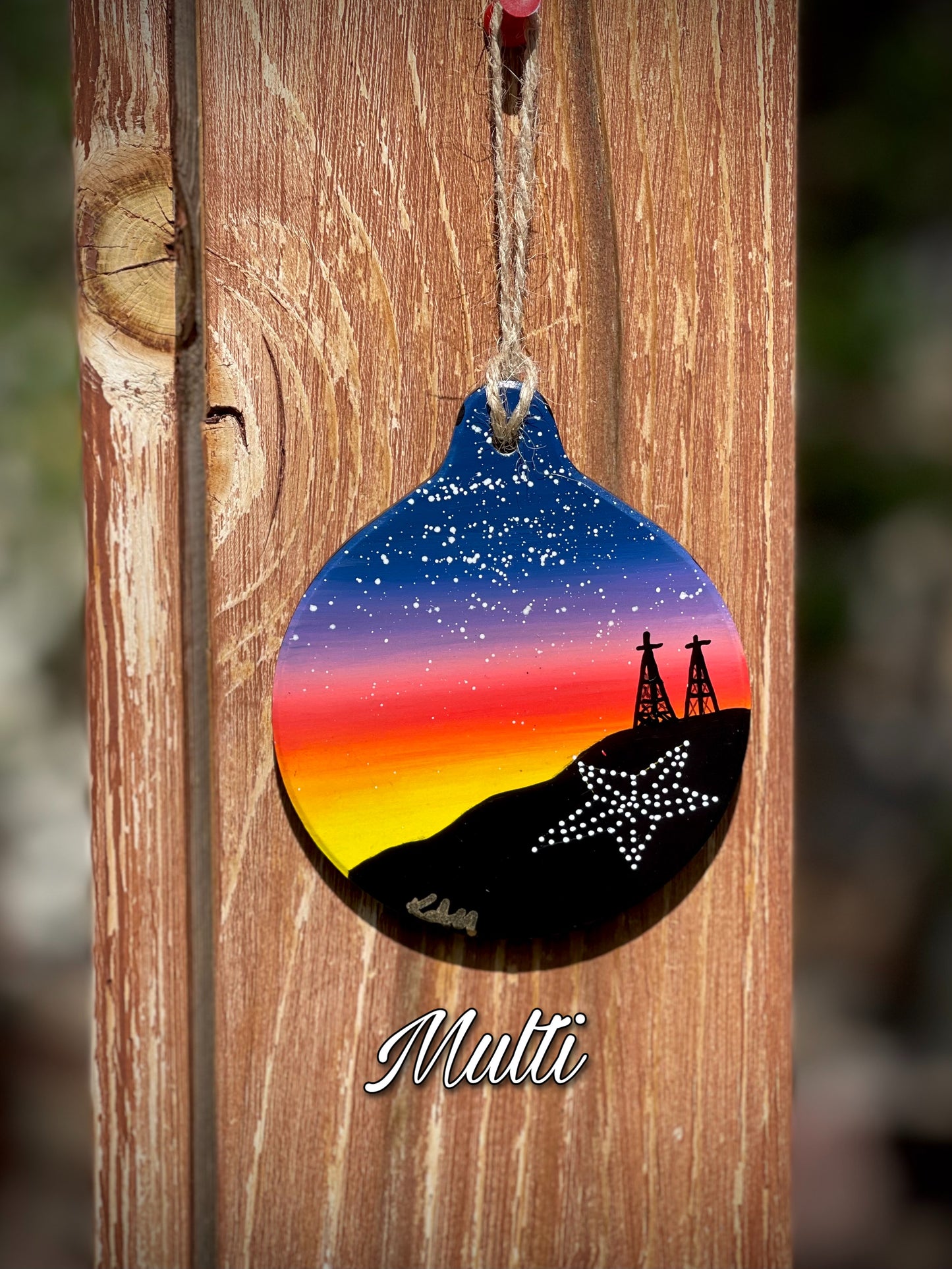 Multi Colored Round Ceramic Ornament
