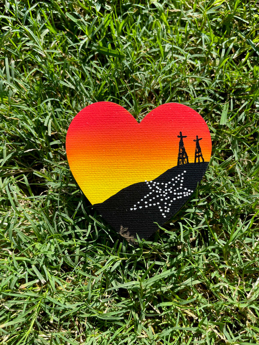 Orange Hand Painted Heart Magnet