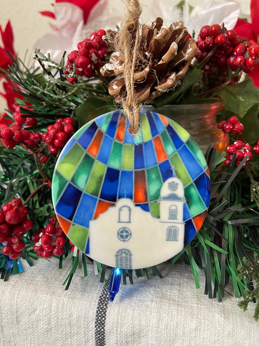 “Ysleta Mission” Earth Tone Porcelain Double Sided Ornament