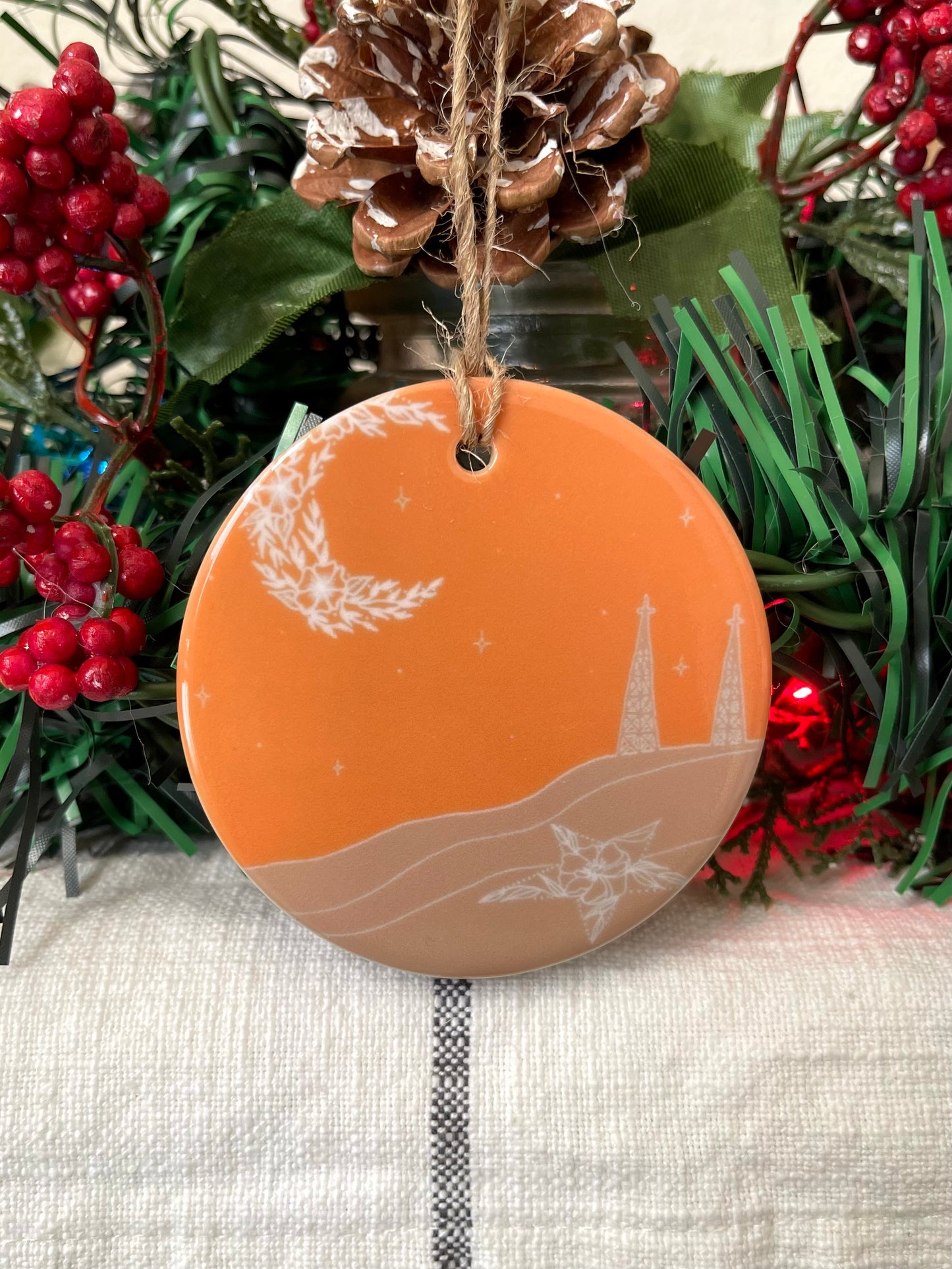 “Boho” Porcelain Double Sided Ornament