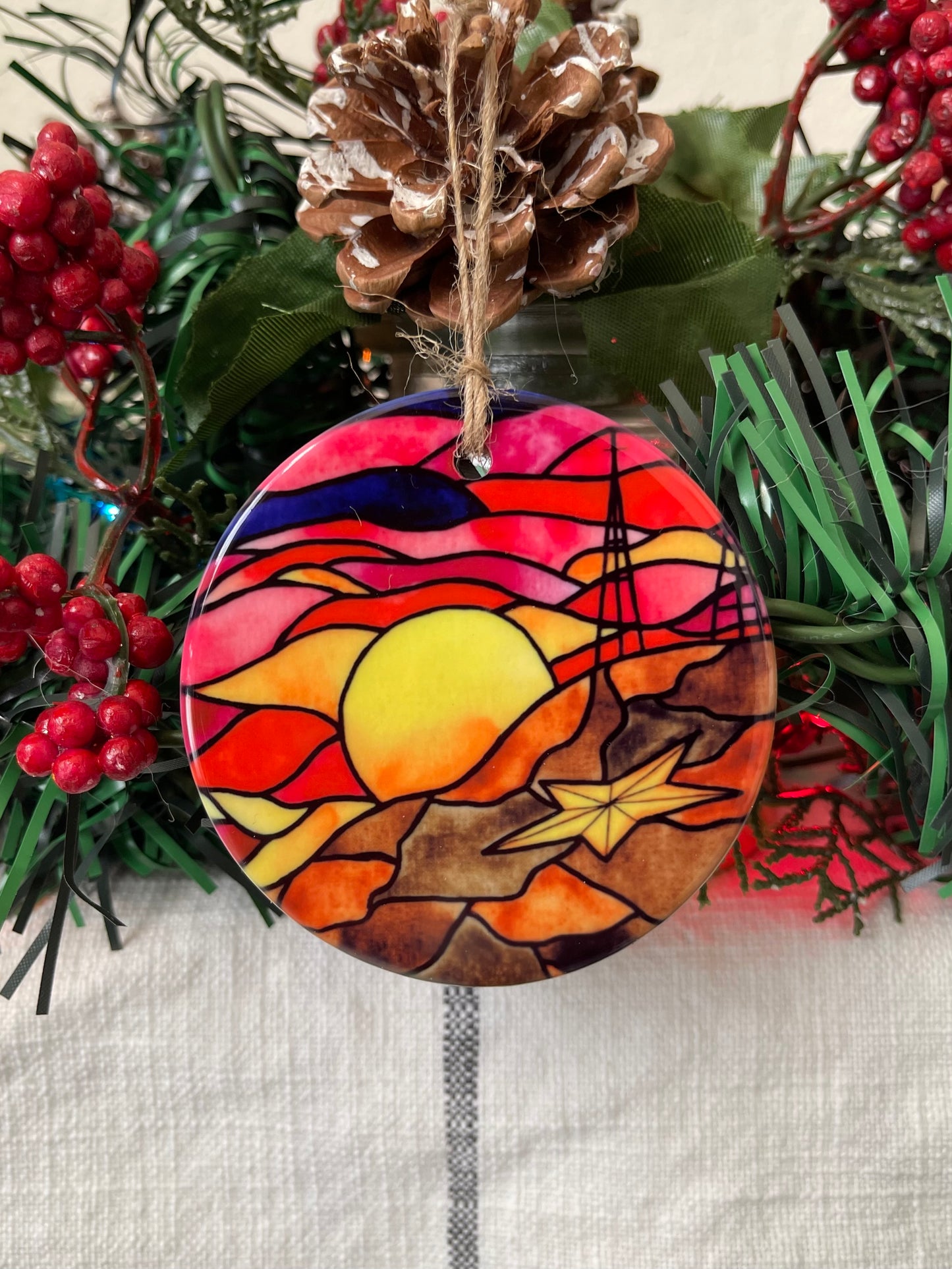 “Eternal Sunset” Porcelain Double Sided Ornament