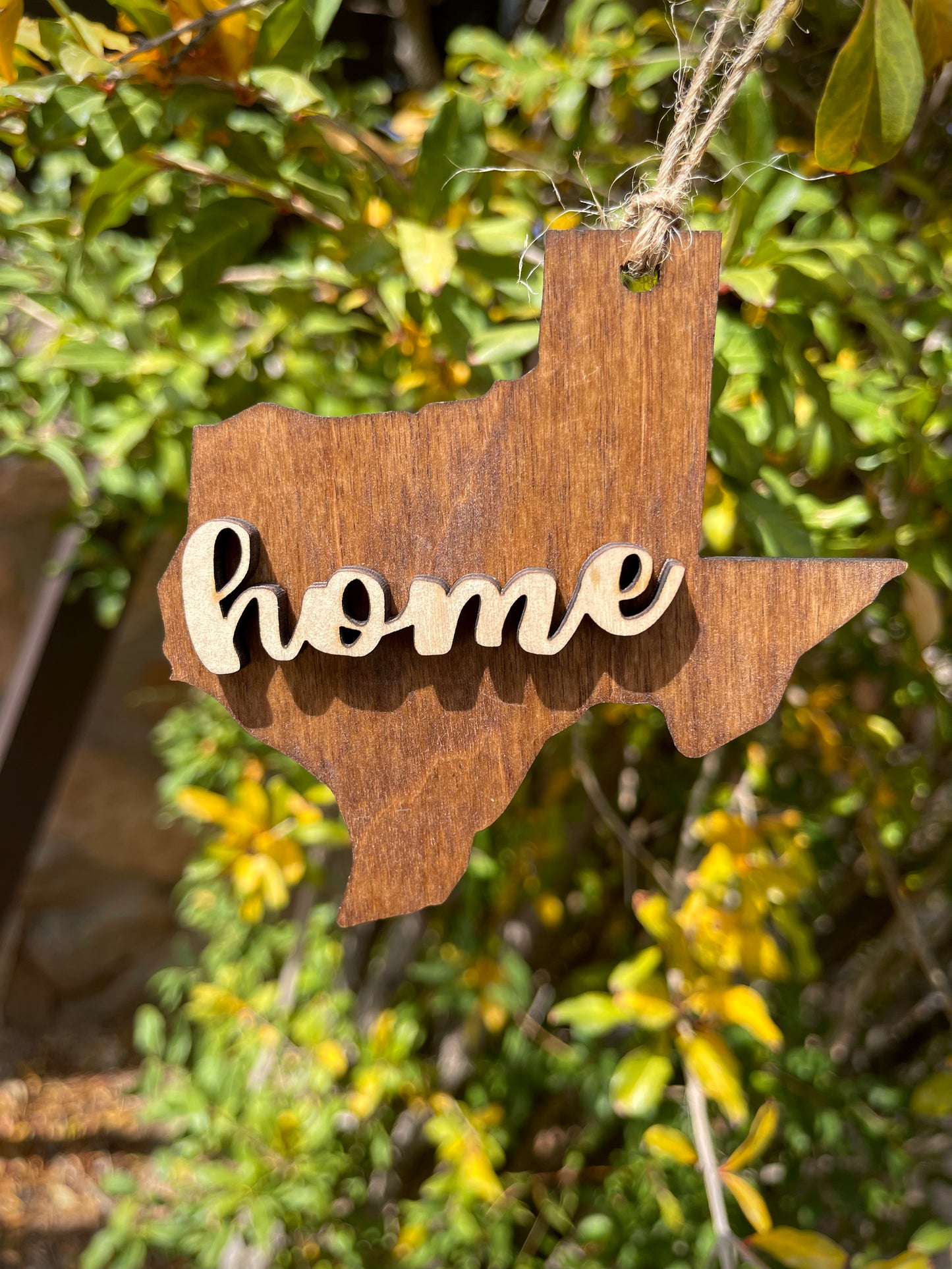 Pink Texas Shaped Wood Ornament