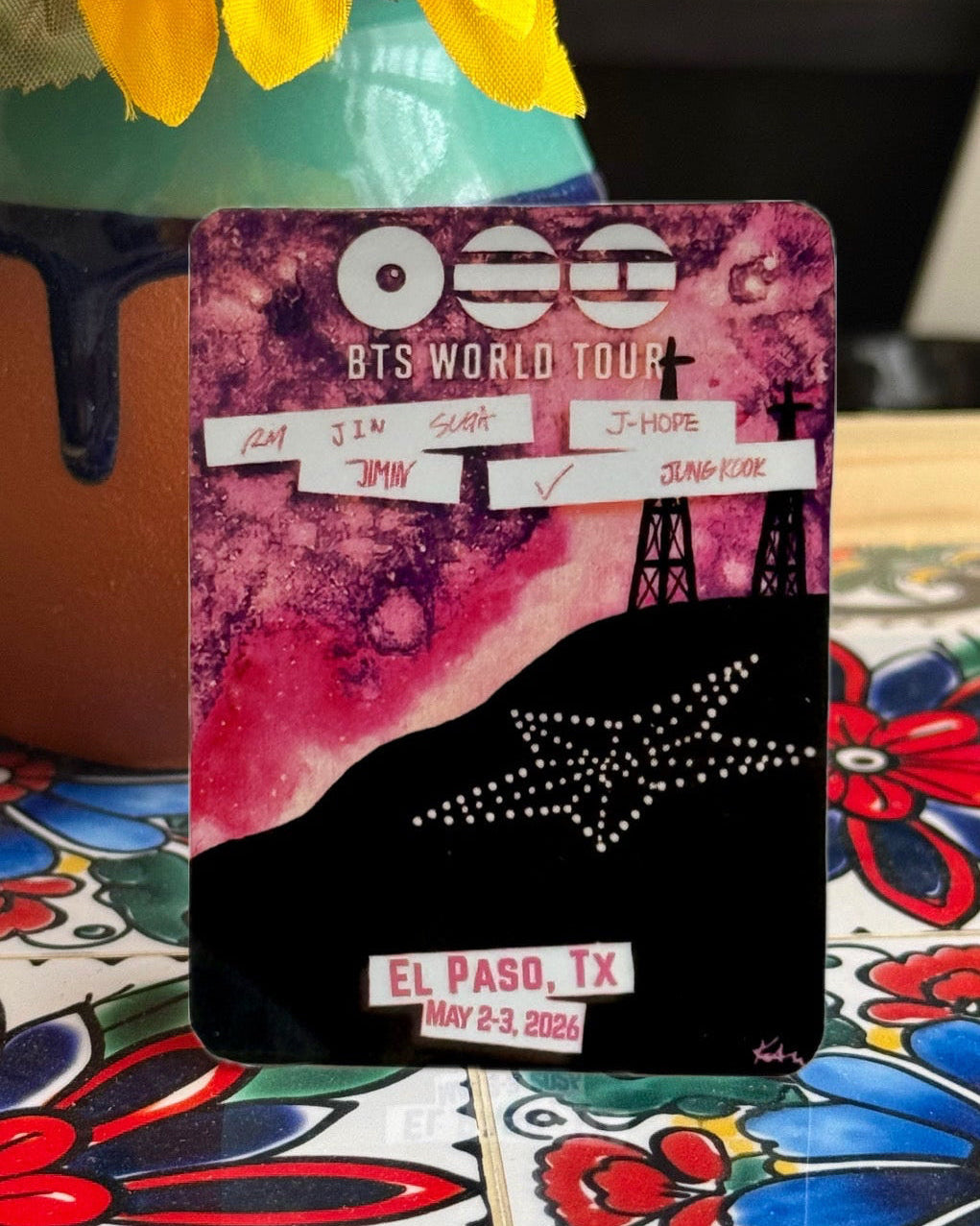 BTS World Tour Pink Galaxy Sticker