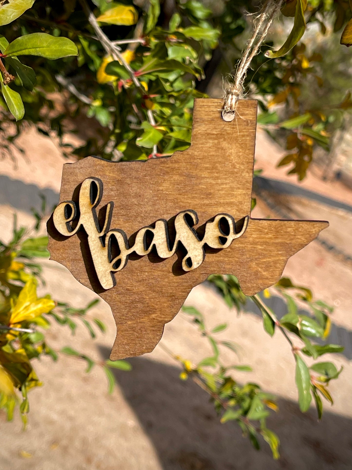 Blue Texas Shaped Wood Ornament