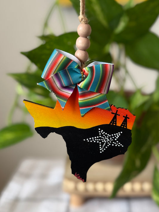 Orange Sunset Car Ornament