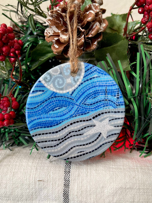 “Sapphire Nights” Porcelain Double Sided Ornament