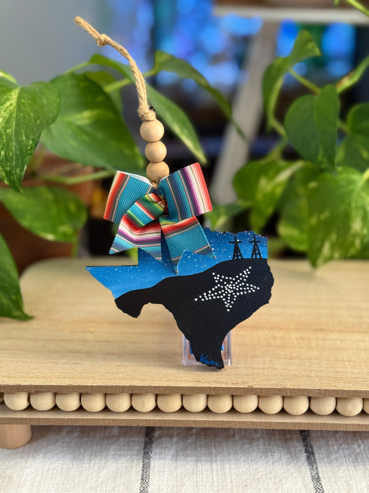 Blue “Mi Cultura” Texas Wood Ornament