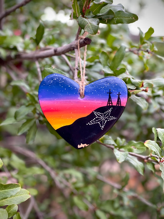 Multi Colored Heart Ceramic Ornament