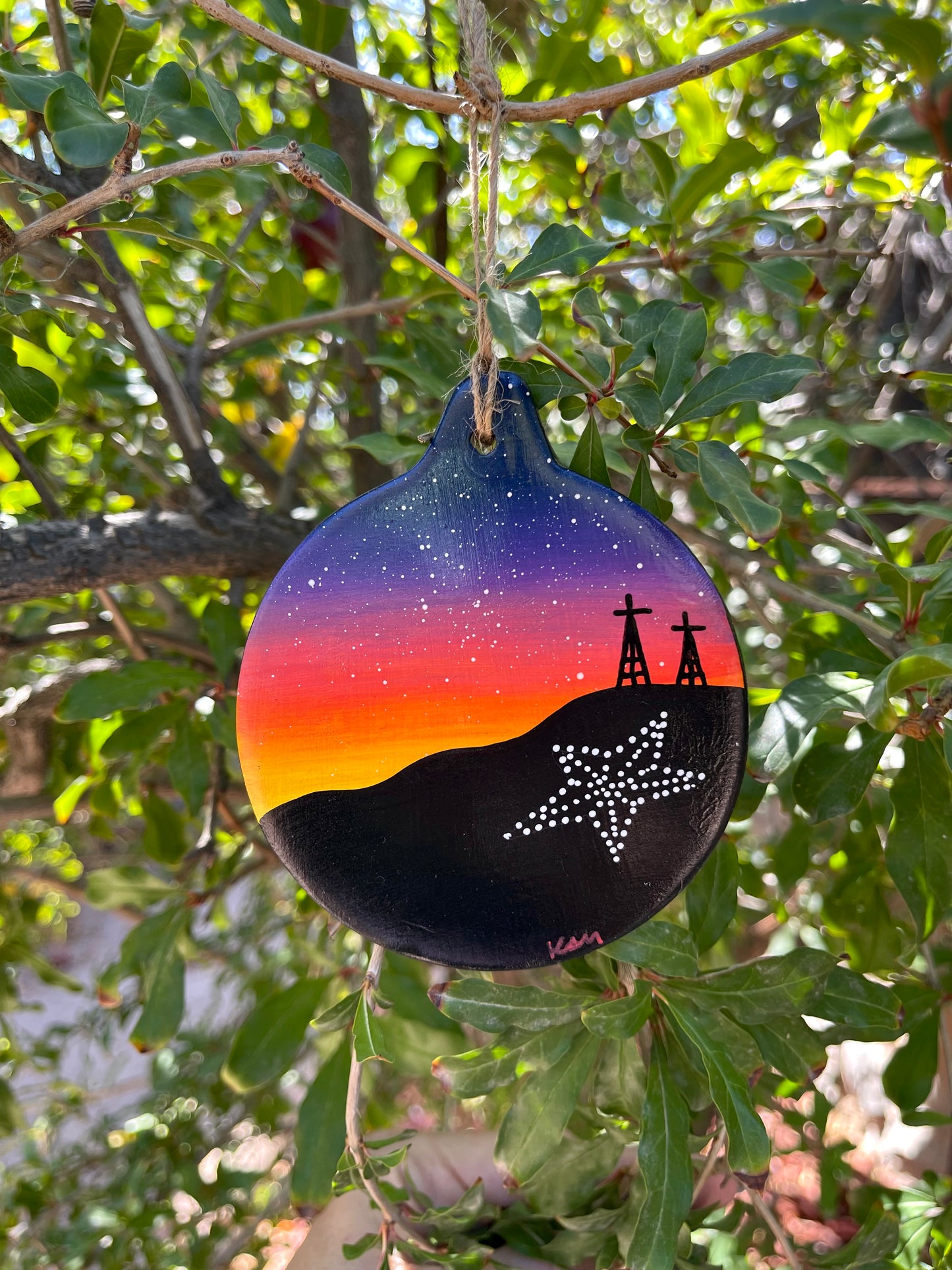 Multi Colored Round Ceramic Ornament