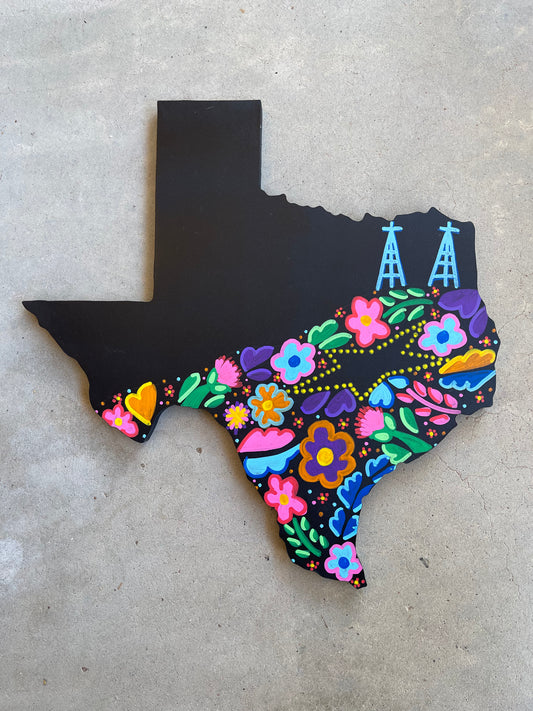 Large Texas Shaped Heritage Paintin