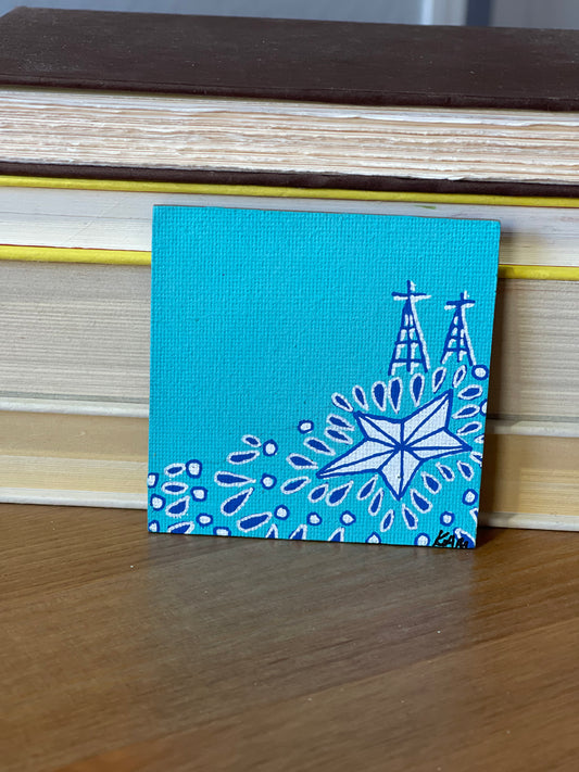 Blue and White Square Magnet