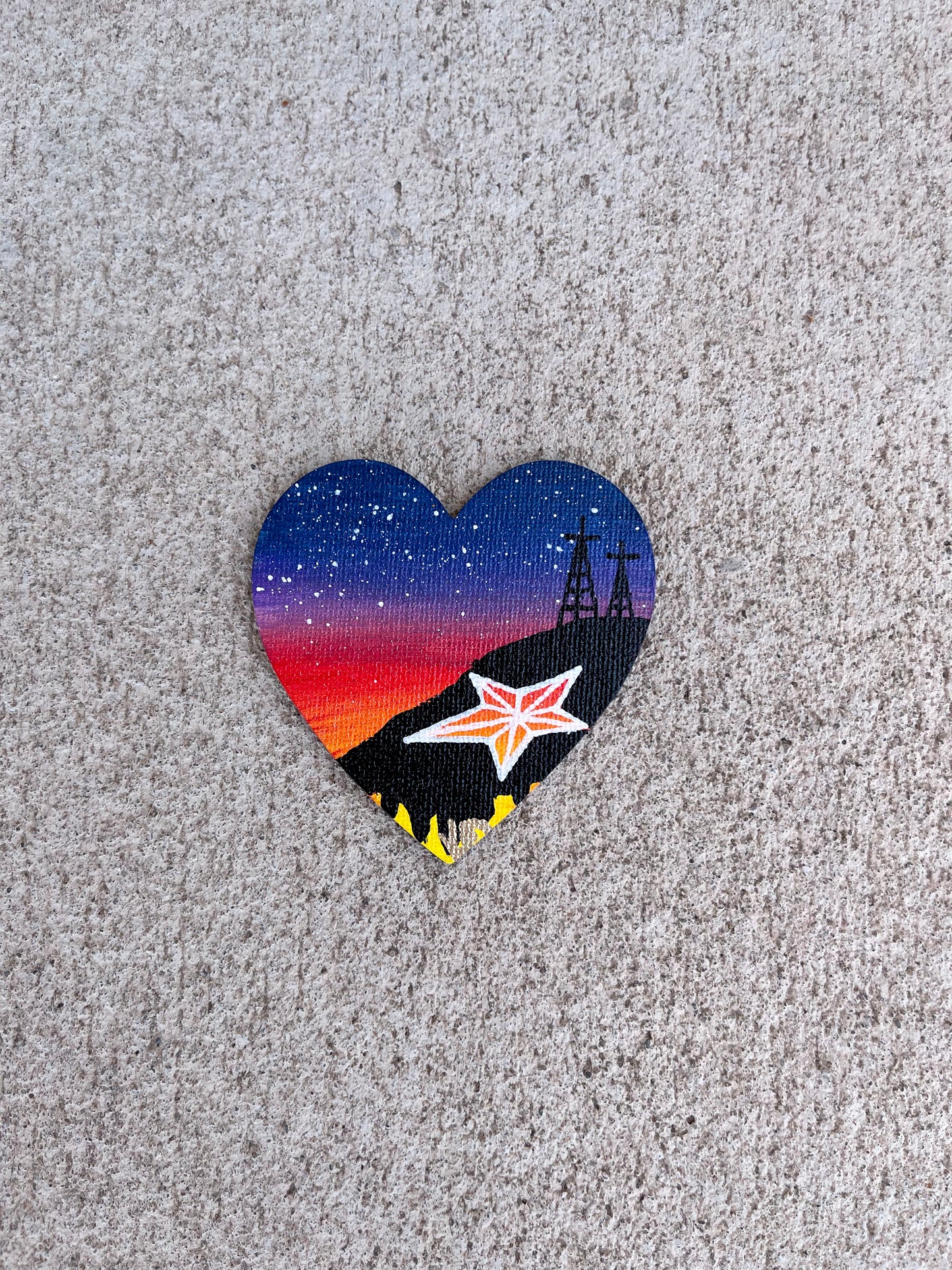 Dripping Multi Colored Sunset Heart Magnet