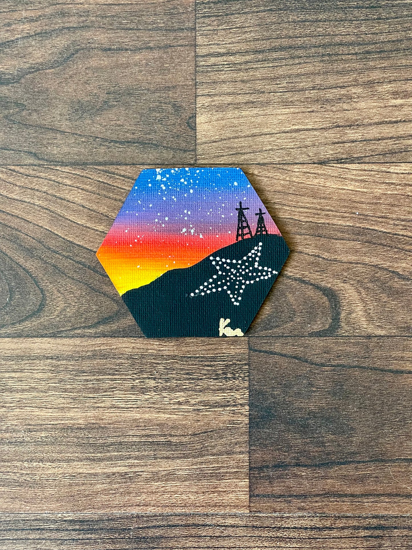 Multi Colored Sunset Hexagon Magnet