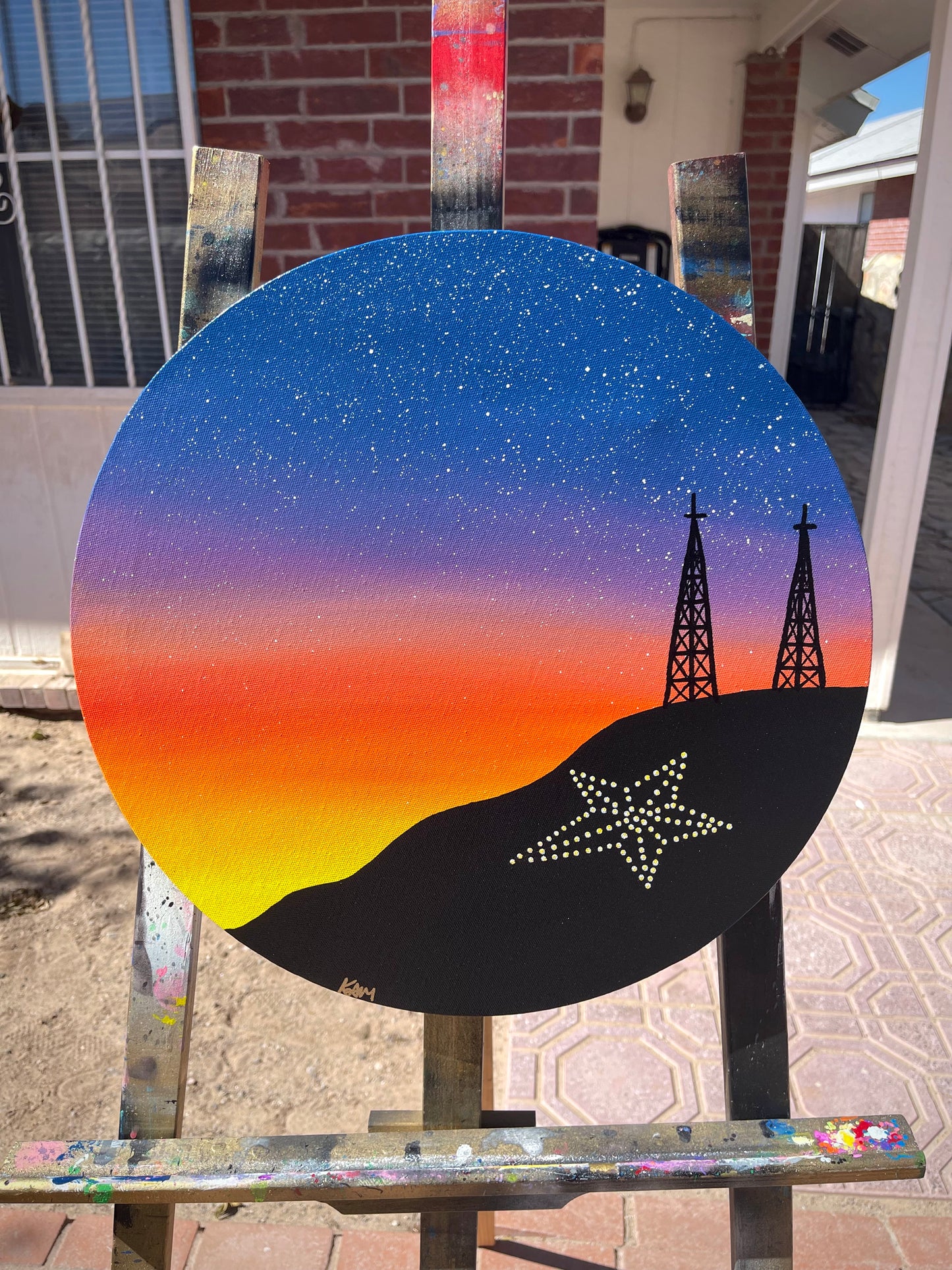 El Paso Sunset Round Painting
