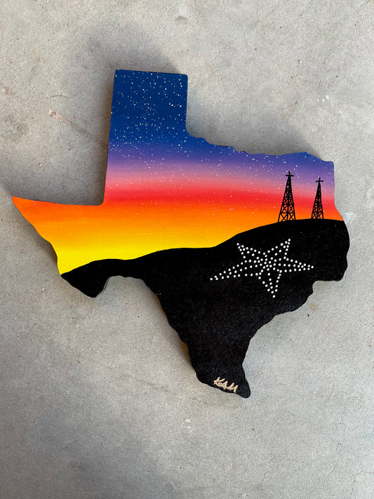 Small Texas Shaped El Paso Sunset Painting