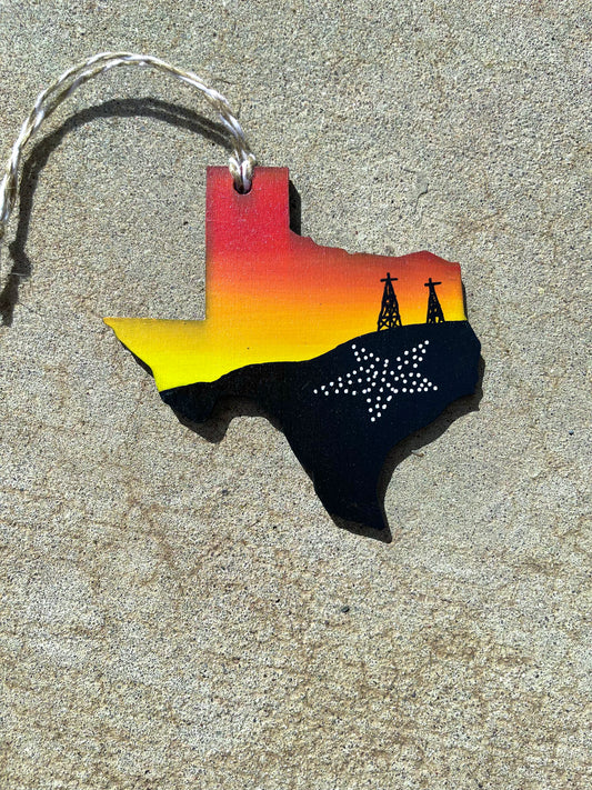 Red Texas Shaped Wood Ornament