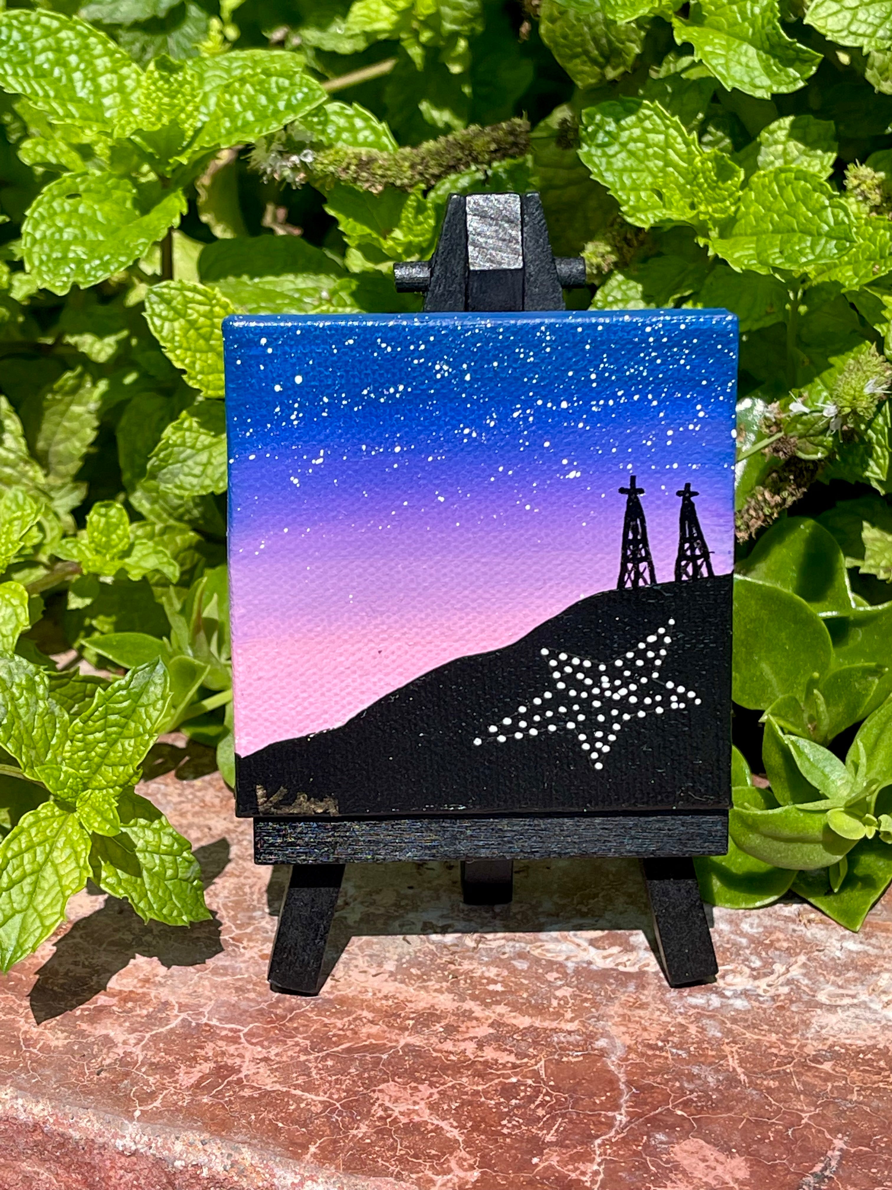 Pink Sunset Painting on Mini Canvas with Easel – Raging Artist
