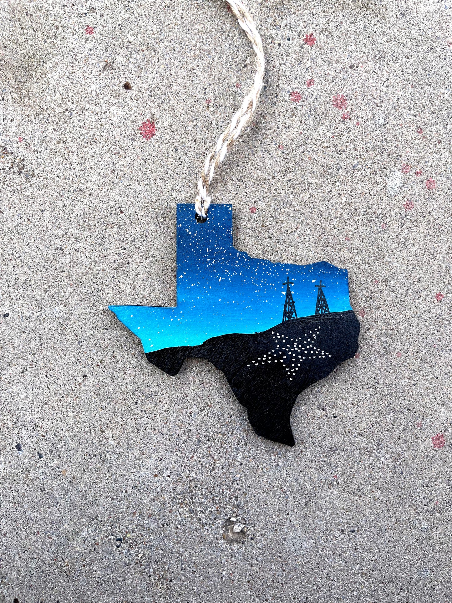 Blue Texas Shaped Wood Ornament