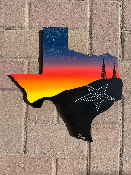 Large Texas Shaped El Paso Sunset Painting