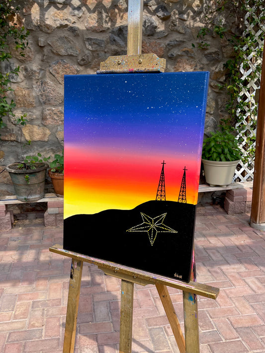 El Paso Sunset Acrylic Painting on Stretched Canvas