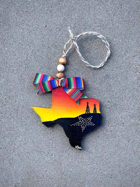 Orange Sunset Car Ornament